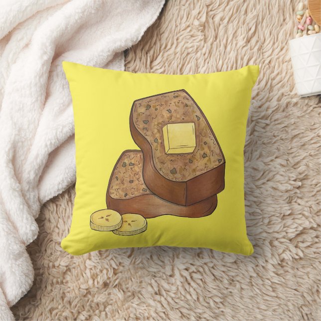 Banana Bread Loaf Slice Butter Baker Baking Food Throw Pillow (Blanket)