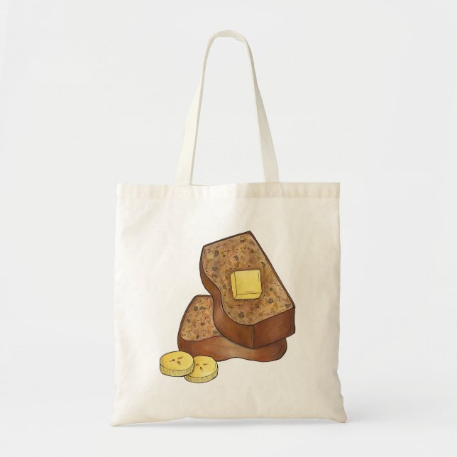 Banana Bread Loaf Slice Butter Baker Baking Food Tote Bag (Front)