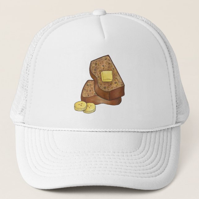Banana Bread Loaf Slice Butter Baker Baking Food Trucker Hat (Front)