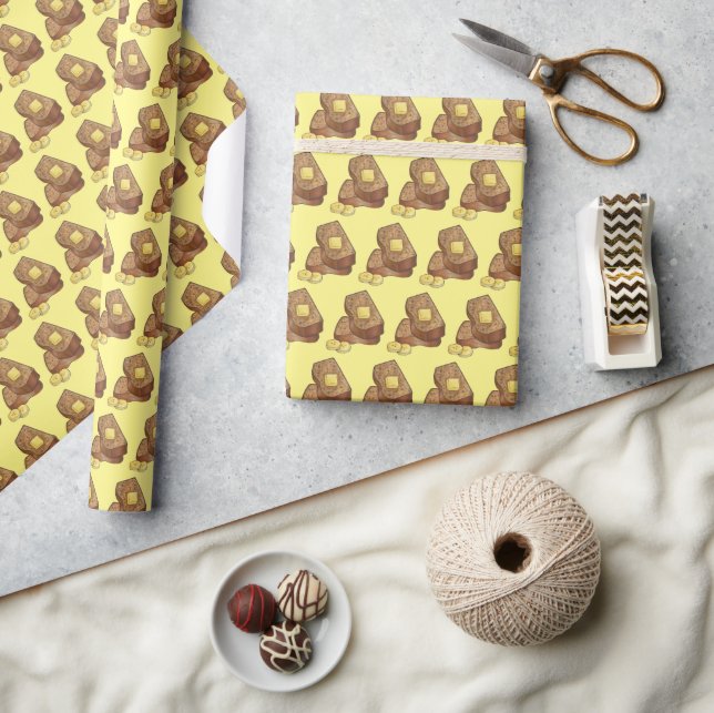 Banana Bread Loaf Slice Butter Baker Baking Food Wrapping Paper (Crafts)
