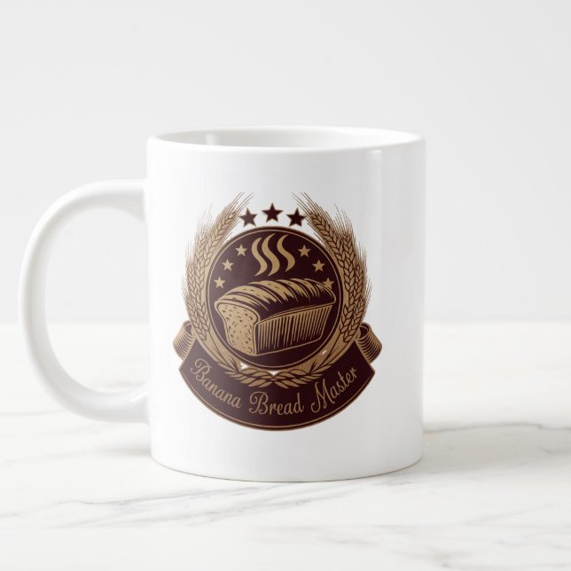 "Banana Bread Master Emblem - Rustic Bakery Lover  Giant Coffee Mug (Left)