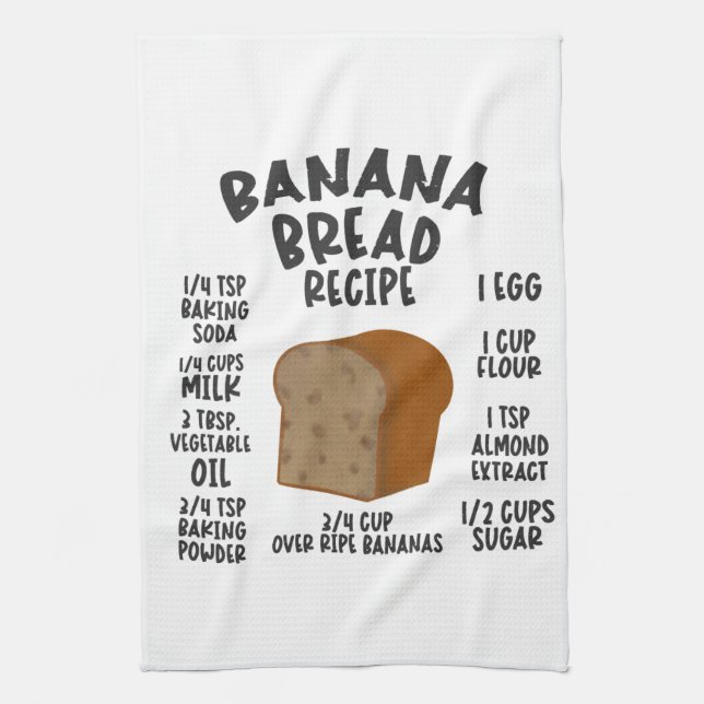 Banana Bread Recipe Kitchen Towel (Vertical)