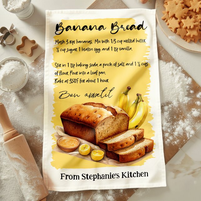 Banana Bread Recipe Personalized Kitchen Towel (Creator Uploaded)