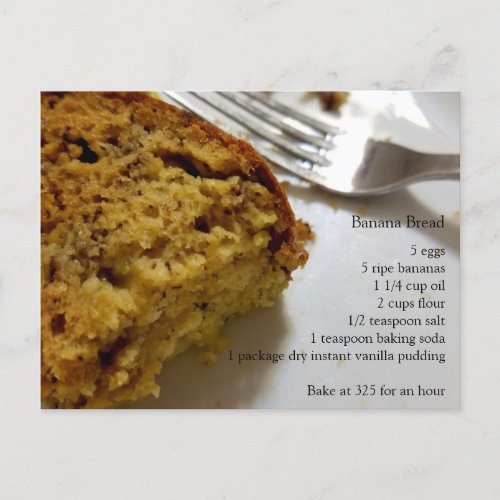 Banana Bread Recipe Postcard