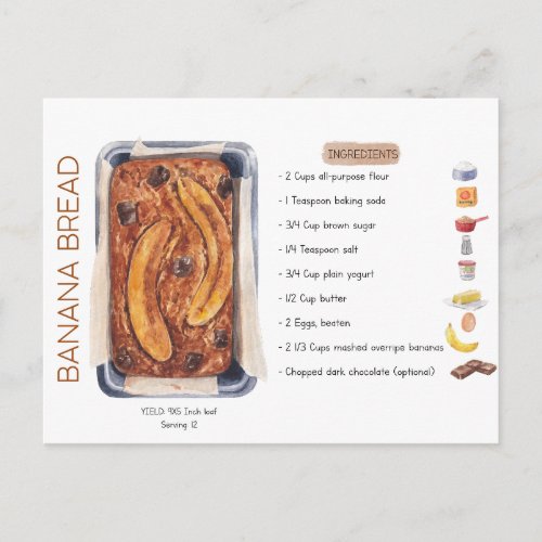 Banana Bread Recipe Postcard