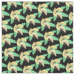 Banana Bunches Retro Tropical Yellow Black Fabric