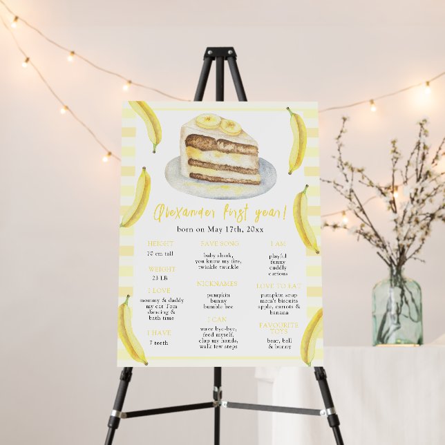 Banana Cake First Birthday Milestone Birthday Foam Board (In Situ (Stand))