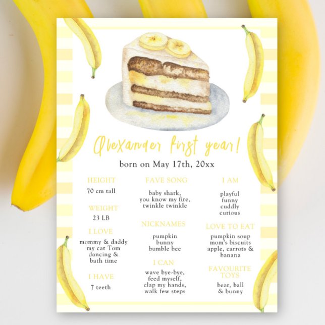Banana Cake First Birthday Milestone Birthday Poster (Creator Uploaded)