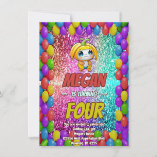 Banana cartoon birthday invite for kids