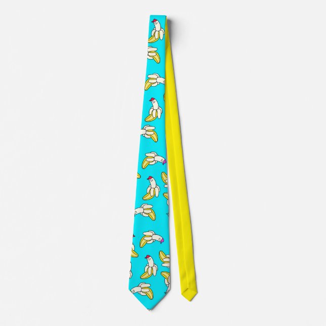 Banana Cartoon Cool Blue Tie (Front)