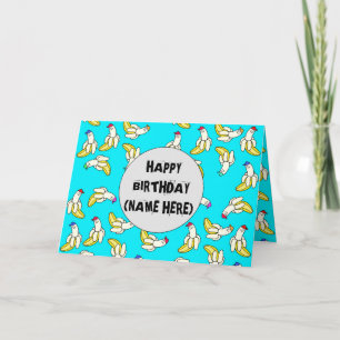 Banana Cartoon Personalized Birthday Card
