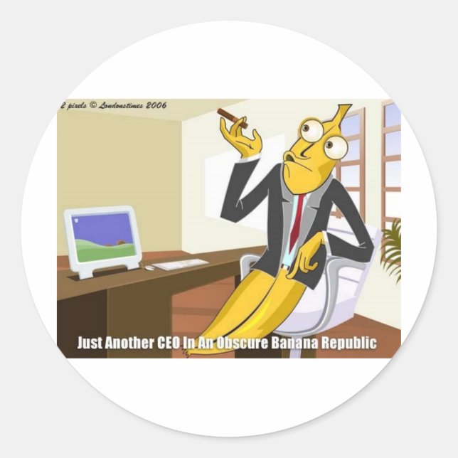 Banana CEO Funny Offbeat Cartoon Collectible Gifts Classic Round Sticker (Front)