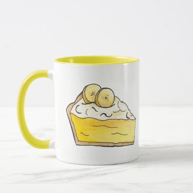 Banana Cream Creme Pie Slice Dessert Baking Yellow Mug (Left)