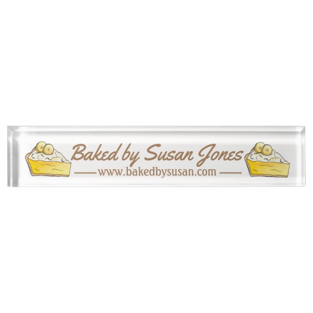 Banana Cream Pie Slice Bakery Pastry Chef Foodie Desk Name Plate (Front)