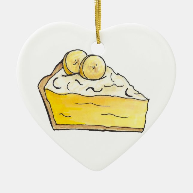 Banana Cream Pie Slice Pastry Chef Foodie Ceramic Ornament (Front)