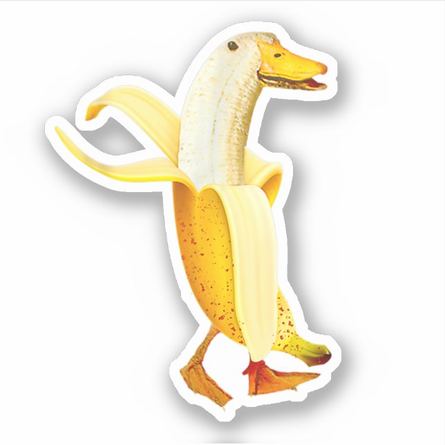 Banana Duck. Funny Anthropomorphic fruit Animals Sticker (Front)