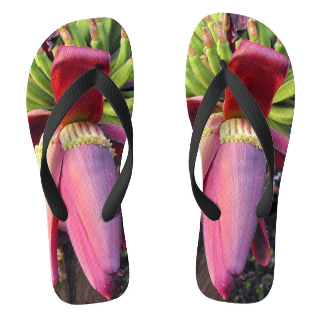 Banana Flower Closeup Flip Flops (Footbed)
