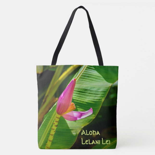 Banana Flower Hawaiian Monogram Beach Bag (Front)