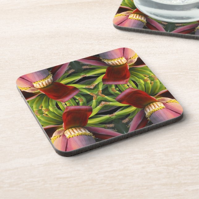 Banana Flower Pattern Beverage Coaster (Left Side)
