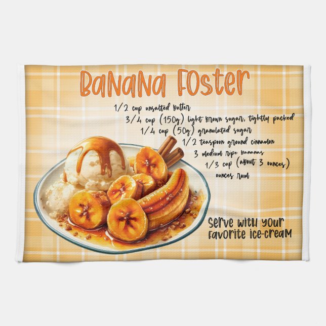 Banana Foster Recipe Kitchen Towel (Horizontal)
