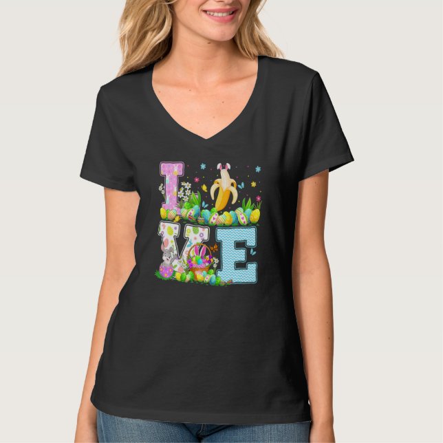 Banana Fruit Easter Egg Hunt Funny Love Banana Eas T-Shirt (Front)