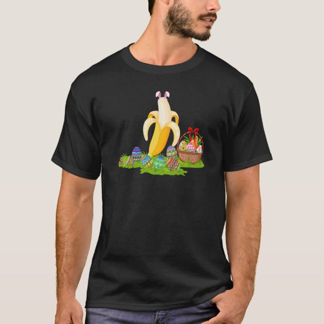 Banana Fruit Easter Egg Hunting Bunny Banana Easte T-Shirt (Front)