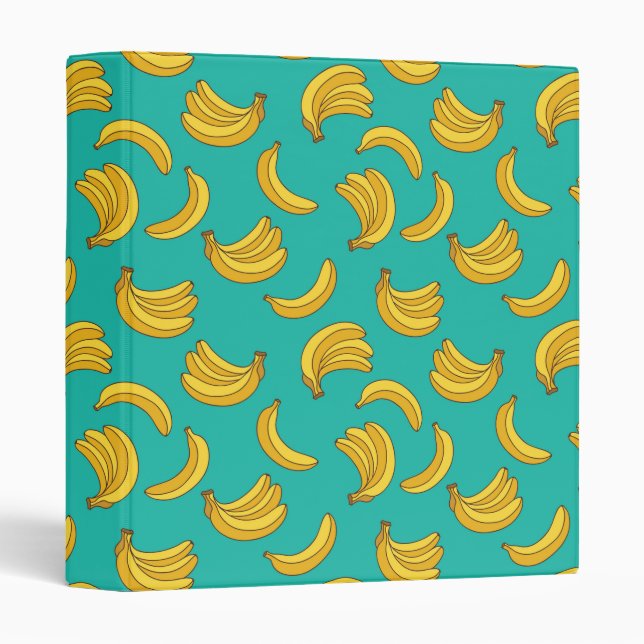 Banana Fruit Fun Pattern 3 Ring Binder (Front/Spine)