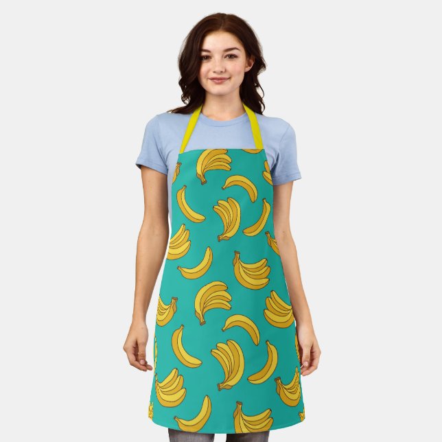 Banana Fruit Fun Pattern Apron (Worn)