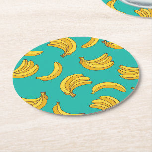 Banana Fruit Fun Pattern Round Paper Coaster