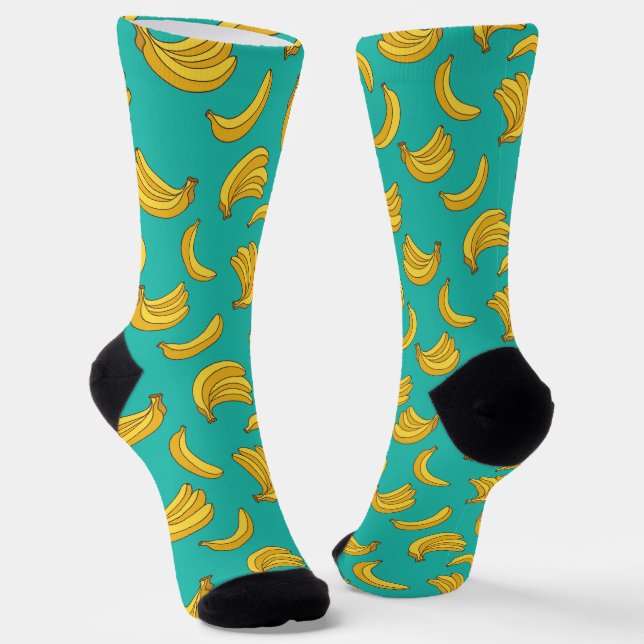 Banana Fruit Fun Pattern Socks (Angled)