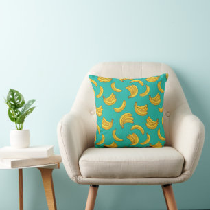 Banana Fruit Fun Pattern Throw Pillow