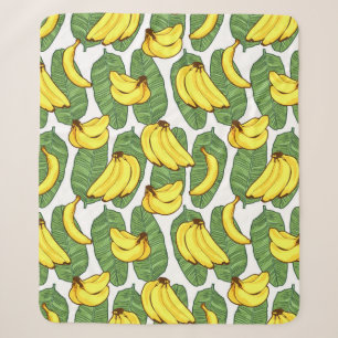 Banana Fruit Leaves Tropical Pattern Sherpa Blanket