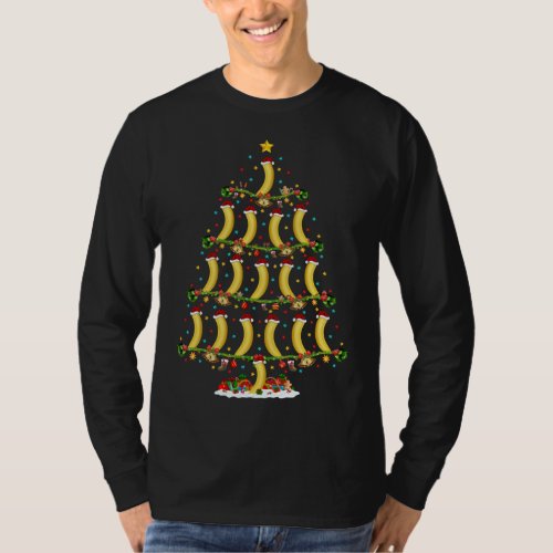 Banana Fruit Lover Lights Xmas Santa Banana Christ T_Shirt