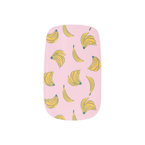 Banana Fruit Pattern in Pink and Yellow Minx Nail Art