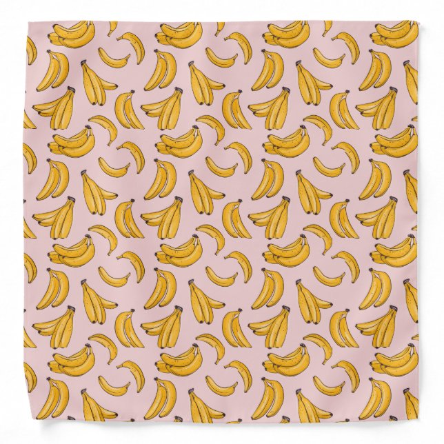 Banana fruit summer yellow pink bandana (Front)