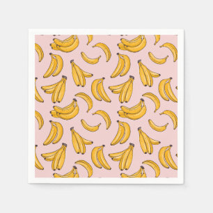 Banana fruit summer yellow pink napkins