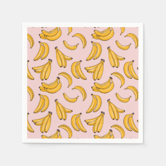 Banana fruit summer yellow pink napkins