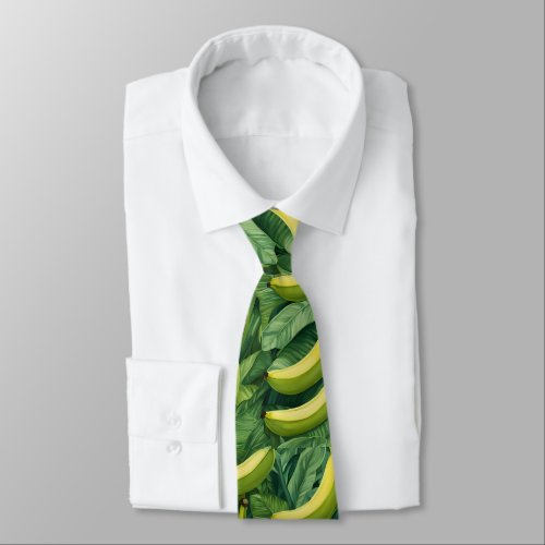 Banana Fruits and Leaves Tropical Mood  Neck Tie