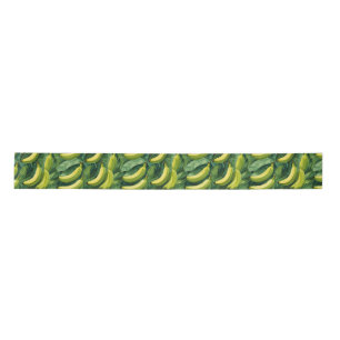 Banana Fruits and Leaves Tropical Mood  Satin Ribbon