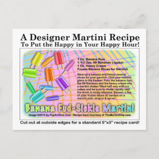 Banana Fud-Sickle Martini Recipe Card Postcard