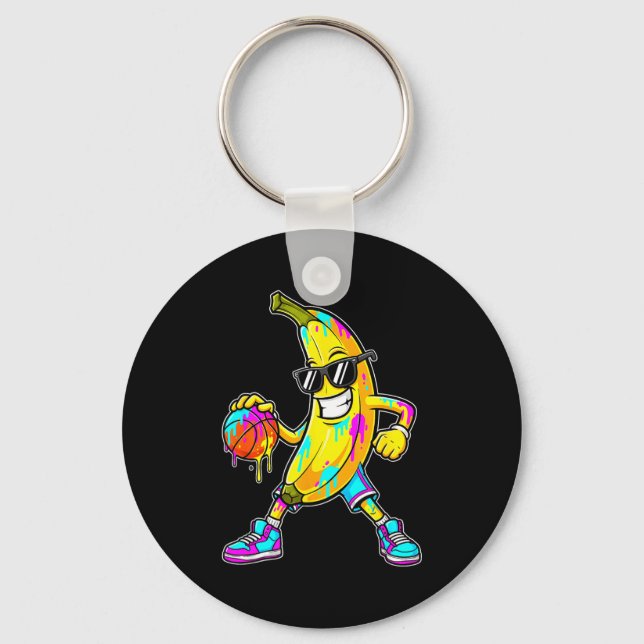Banana Funny Basketball Drip Kids Youth Boys Girls Keychain (Front)