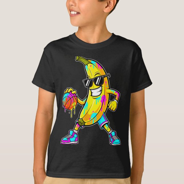 Banana Funny Basketball Drip Kids Youth Boys Girls T-Shirt (Front)