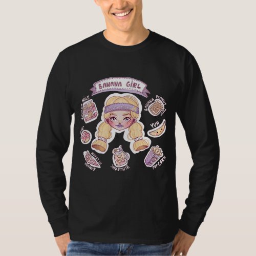 Banana Girl with Milk Donut Ice Cream Smoothie Col T_Shirt