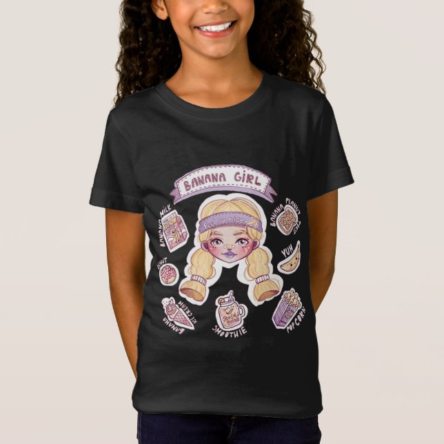 Banana Girl with Milk Donut Ice Cream Smoothie Col T-Shirt (Front)
