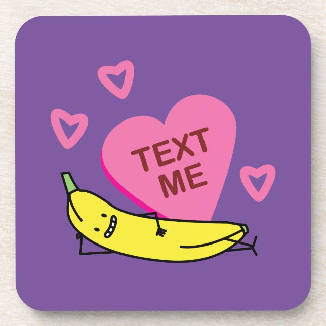 Banana happy smiling laying down and relaxing beverage coaster (Front)