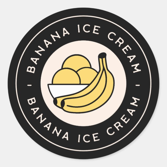 Banana ice cream flavor classic round sticker (Front)