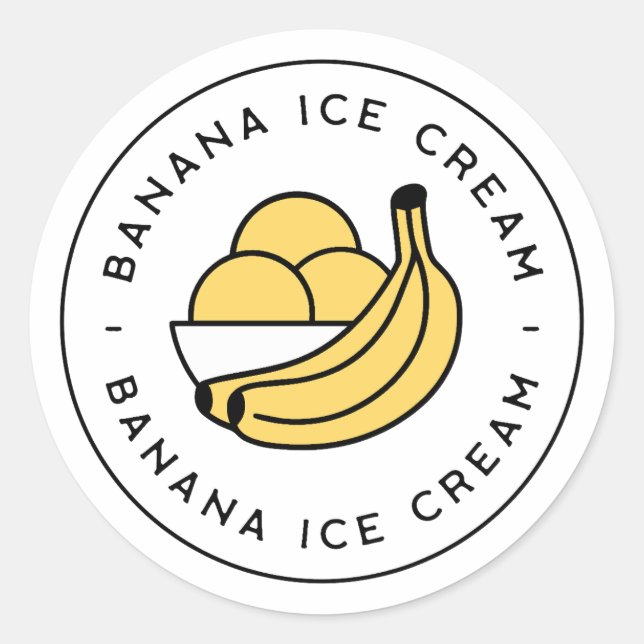 Banana ice cream flavor classic round sticker (Front)