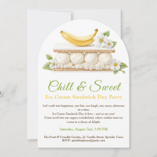 Banana Ice Cream Sandwich Day Watercolor  Invitation