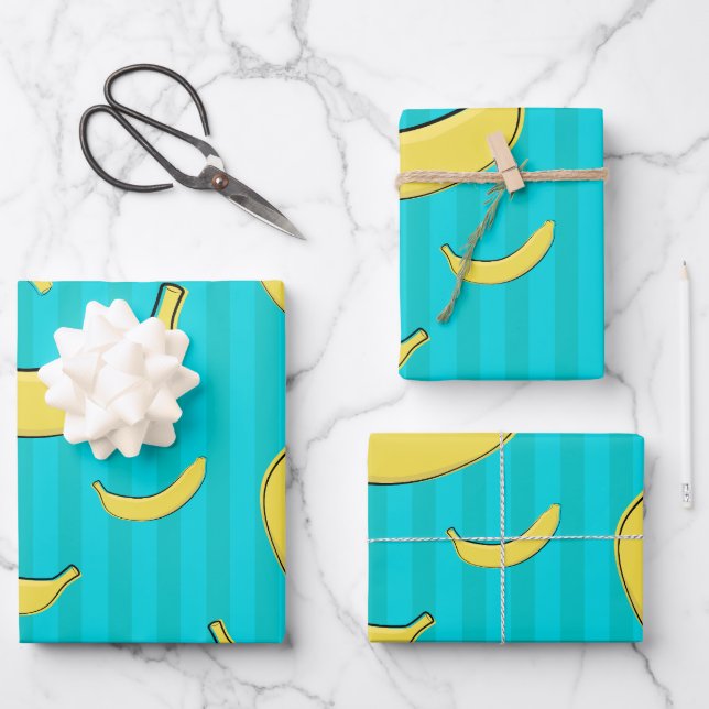 Banana Illustration Wrapping Paper Sheets (Front)