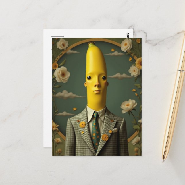 Banana in a Checkered Suit Postcard (Front/Back In Situ)